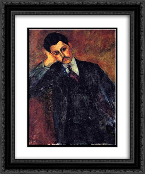 Jean Alexandre 20x24 Black Ornate Wood Framed Art Print Poster with Double Matting by Modigliani, Amedeo