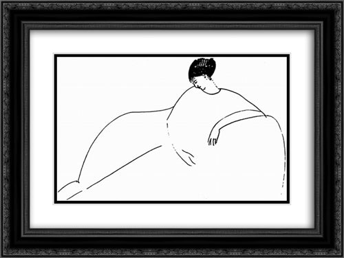 Anna Akhmatova 24x18 Black Ornate Wood Framed Art Print Poster with Double Matting by Modigliani, Amedeo