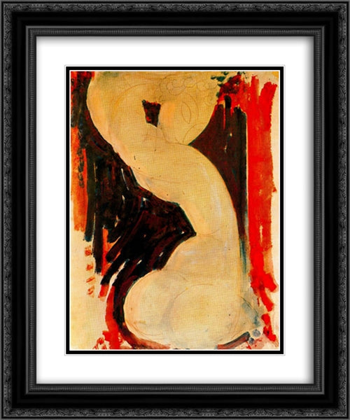 Caryatid 20x24 Black Ornate Wood Framed Art Print Poster with Double Matting by Modigliani, Amedeo
