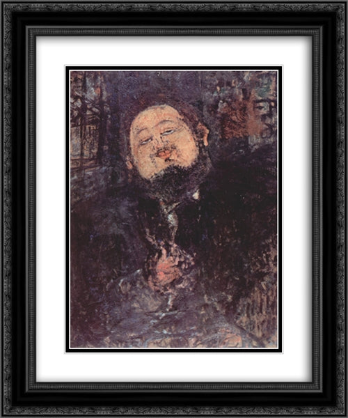 Portrait of Diego Rivera 20x24 Black Ornate Wood Framed Art Print Poster with Double Matting by Modigliani, Amedeo