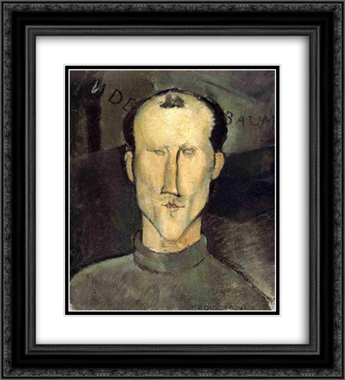 Leon Indenbaum 20x22 Black Ornate Wood Framed Art Print Poster with Double Matting by Modigliani, Amedeo