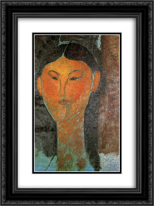 Portrait of Beatrice Hastings 18x24 Black Ornate Wood Framed Art Print Poster with Double Matting by Modigliani, Amedeo