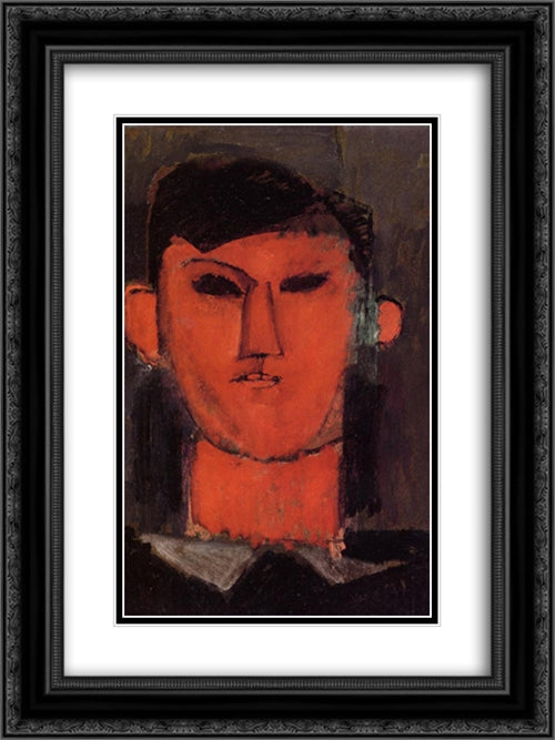 Portrait of Picasso 18x24 Black Ornate Wood Framed Art Print Poster with Double Matting by Modigliani, Amedeo