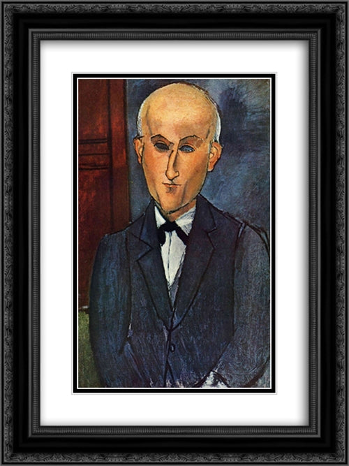 Max Jacob 18x24 Black Ornate Wood Framed Art Print Poster with Double Matting by Modigliani, Amedeo