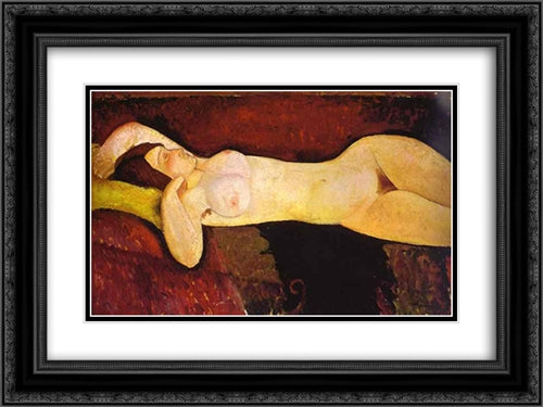 Le grand Nu (The great nude) 24x18 Black Ornate Wood Framed Art Print Poster with Double Matting by Modigliani, Amedeo