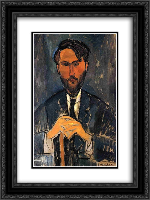 Leopold Zborowski with a walking stick 18x24 Black Ornate Wood Framed Art Print Poster with Double Matting by Modigliani, Amedeo