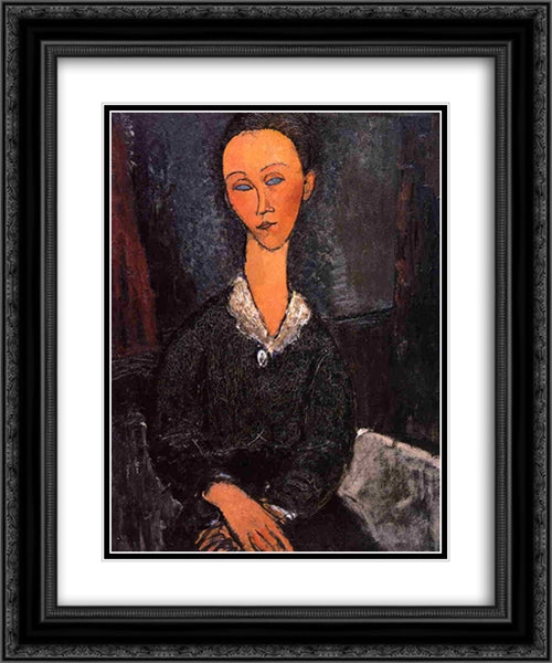 Lunia Czechowska 20x24 Black Ornate Wood Framed Art Print Poster with Double Matting by Modigliani, Amedeo