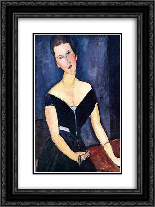 Madame Georges van Muyden 18x24 Black Ornate Wood Framed Art Print Poster with Double Matting by Modigliani, Amedeo