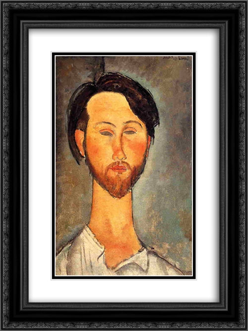 Leopold Zborowski 18x24 Black Ornate Wood Framed Art Print Poster with Double Matting by Modigliani, Amedeo