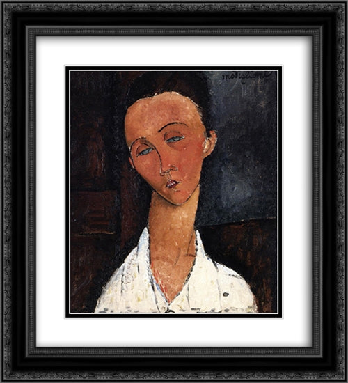 Lunia Czechowska 20x22 Black Ornate Wood Framed Art Print Poster with Double Matting by Modigliani, Amedeo