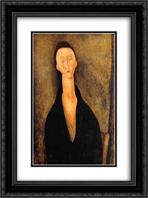 Lunia Czechowska 18x24 Black Ornate Wood Framed Art Print Poster with Double Matting by Modigliani, Amedeo