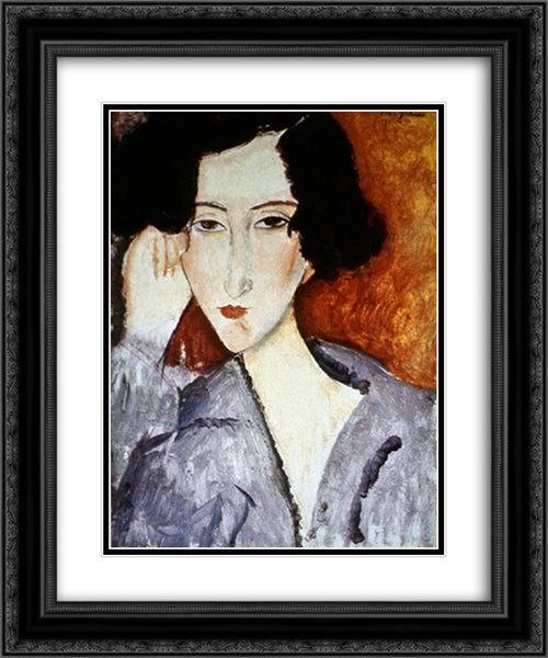 Portrait of Madame Rachele Osterlind 20x24 Black Ornate Wood Framed Art Print Poster with Double Matting by Modigliani, Amedeo