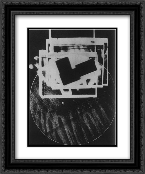 Photogram 20x24 Black Ornate Wood Framed Art Print Poster with Double Matting by Moholy Nagy, Laszlo