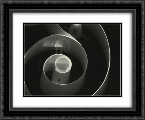 Photogram 24x20 Black Ornate Wood Framed Art Print Poster with Double Matting by Moholy Nagy, Laszlo