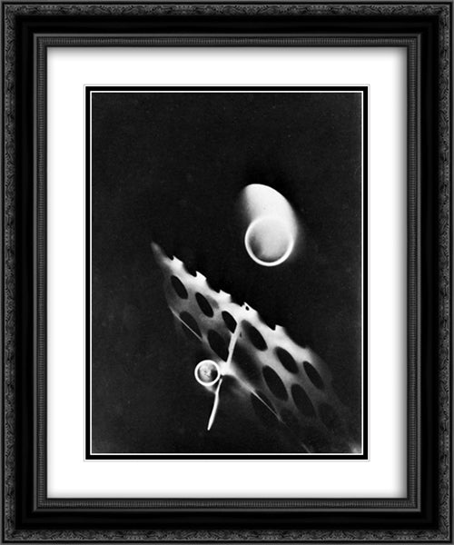 Photogram 20x24 Black Ornate Wood Framed Art Print Poster with Double Matting by Moholy Nagy, Laszlo