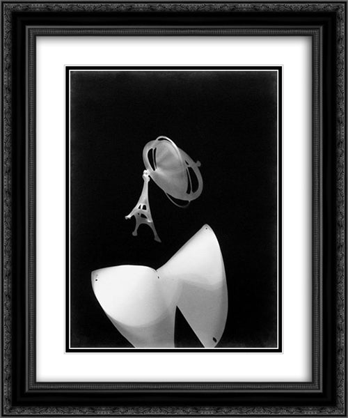 Photogram 20x24 Black Ornate Wood Framed Art Print Poster with Double Matting by Moholy Nagy, Laszlo