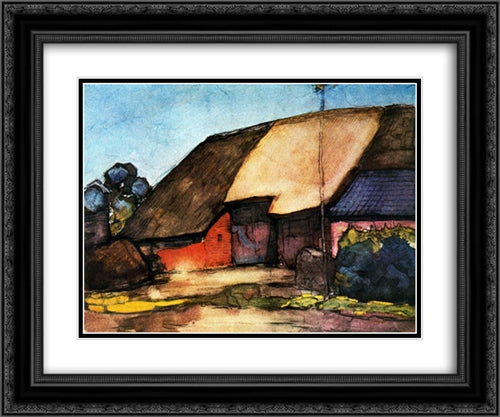 Small farm on Nistelrode 24x20 Black Ornate Wood Framed Art Print Poster with Double Matting by Mondrian, Piet