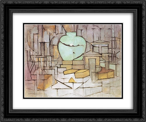 Still Life with Gingerpot 2 24x20 Black Ornate Wood Framed Art Print Poster with Double Matting by Mondrian, Piet