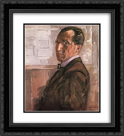 Self Portrait 20x22 Black Ornate Wood Framed Art Print Poster with Double Matting by Mondrian, Piet