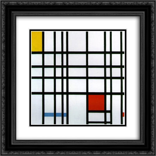 Composition with Red, Yellow and Blue 20x20 Black Ornate Wood Framed Art Print Poster with Double Matting by Mondrian, Piet