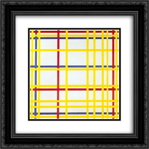 New York City I 20x20 Black Ornate Wood Framed Art Print Poster with Double Matting by Mondrian, Piet