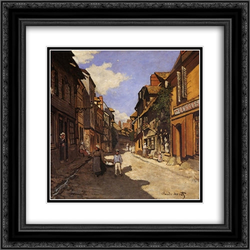 The La Rue Bavolle at Honfleur 2 20x20 Black Ornate Wood Framed Art Print Poster with Double Matting by Monet, Claude