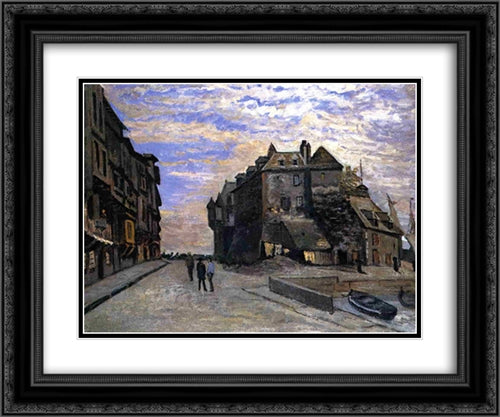 The Lieutenancy at Honfleur 24x20 Black Ornate Wood Framed Art Print Poster with Double Matting by Monet, Claude