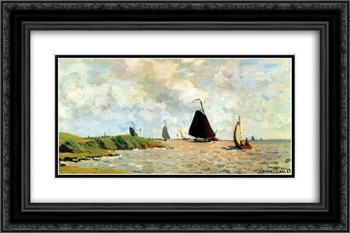 Seascape 24x16 Black Ornate Wood Framed Art Print Poster with Double Matting by Monet, Claude