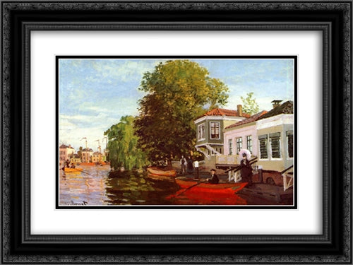 Zaan at Zaandam 24x18 Black Ornate Wood Framed Art Print Poster with Double Matting by Monet, Claude