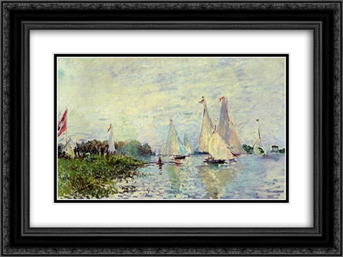 Regatta at Argenteuil 24x18 Black Ornate Wood Framed Art Print Poster with Double Matting by Monet, Claude