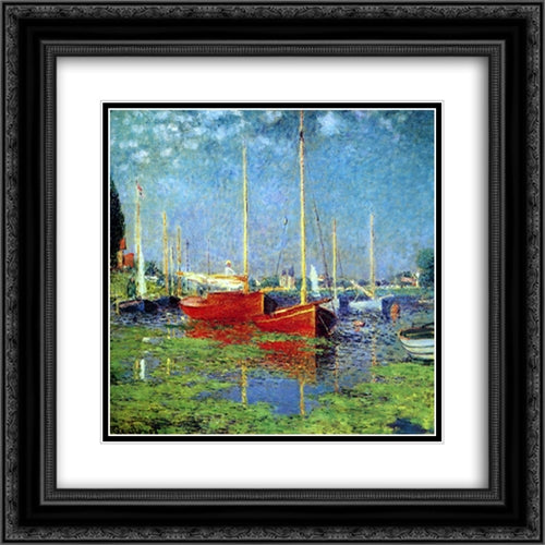 Argenteuil 20x20 Black Ornate Wood Framed Art Print Poster with Double Matting by Monet, Claude