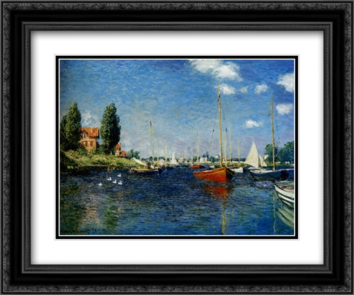 Argenteuil 24x20 Black Ornate Wood Framed Art Print Poster with Double Matting by Monet, Claude