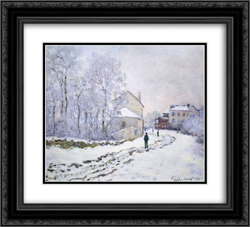Snow at Argenteuil 22x20 Black Ornate Wood Framed Art Print Poster with Double Matting by Monet, Claude