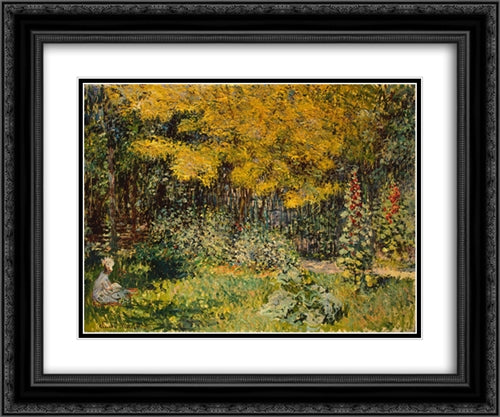 The Boat Studio 24x20 Black Ornate Wood Framed Art Print Poster with Double Matting by Monet, Claude