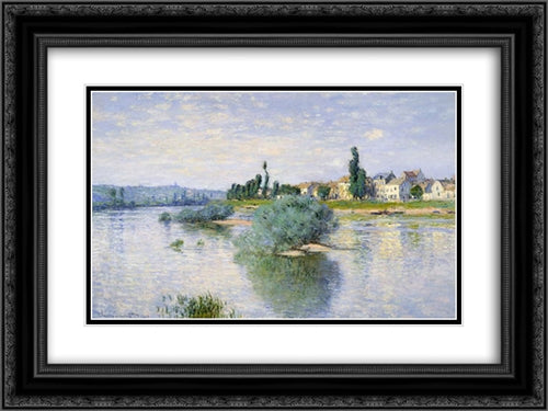 The Seine at Lavacourt 24x18 Black Ornate Wood Framed Art Print Poster with Double Matting by Monet, Claude