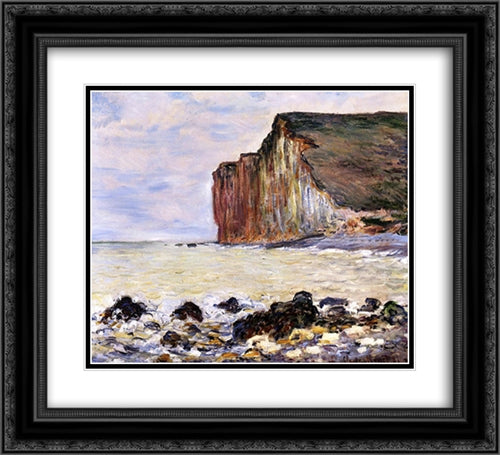 Cliffs of Les Petites-Dalles 22x20 Black Ornate Wood Framed Art Print Poster with Double Matting by Monet, Claude