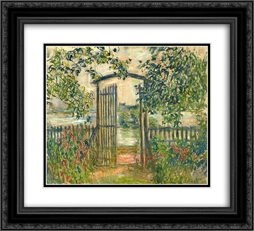 The Garden Gate at Vetheuil 22x20 Black Ornate Wood Framed Art Print Poster with Double Matting by Monet, Claude