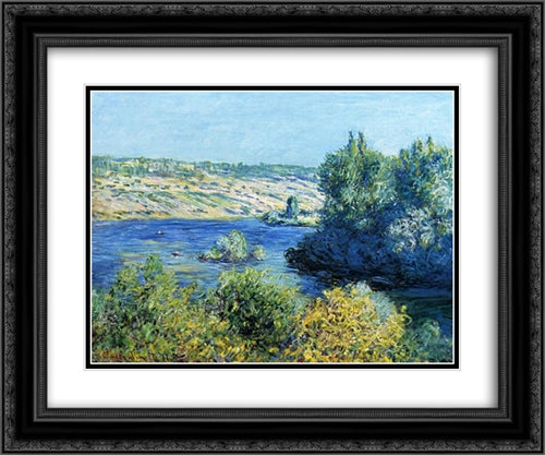 The Seine at Vetheuil 24x20 Black Ornate Wood Framed Art Print Poster with Double Matting by Monet, Claude