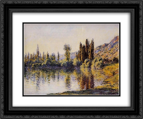 The Seine at Vetheuil 24x20 Black Ornate Wood Framed Art Print Poster with Double Matting by Monet, Claude