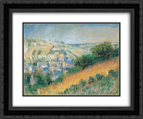 View over Vetheuil 24x20 Black Ornate Wood Framed Art Print Poster with Double Matting by Monet, Claude