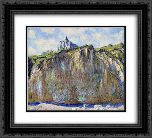 The Church at Varengeville 22x20 Black Ornate Wood Framed Art Print Poster with Double Matting by Monet, Claude