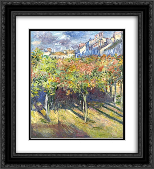 The Lindens of Poissy 20x22 Black Ornate Wood Framed Art Print Poster with Double Matting by Monet, Claude