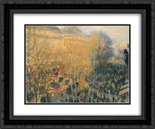 Boulevard of Capucines 24x20 Black Ornate Wood Framed Art Print Poster with Double Matting by Monet, Claude