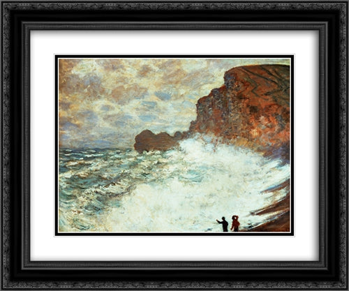 Stormy Seascape 24x20 Black Ornate Wood Framed Art Print Poster with Double Matting by Monet, Claude