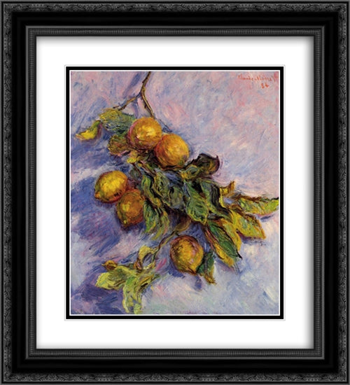 Branch of Lemons 20x22 Black Ornate Wood Framed Art Print Poster with Double Matting by Monet, Claude