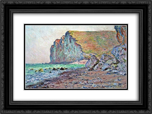 Cliffs of Les Petites-Dalles 24x18 Black Ornate Wood Framed Art Print Poster with Double Matting by Monet, Claude