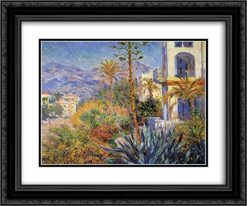 Villas at Bordighera 24x20 Black Ornate Wood Framed Art Print Poster with Double Matting by Monet, Claude