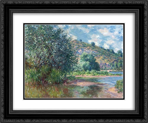 Landscape at Port-Villez 24x20 Black Ornate Wood Framed Art Print Poster with Double Matting by Monet, Claude