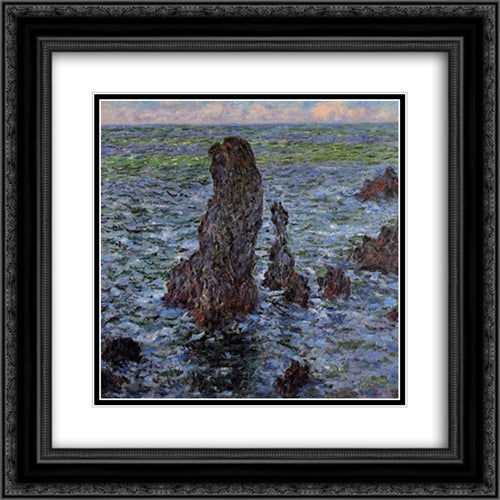 The Pyramids at Port-Coton 20x20 Black Ornate Wood Framed Art Print Poster with Double Matting by Monet, Claude