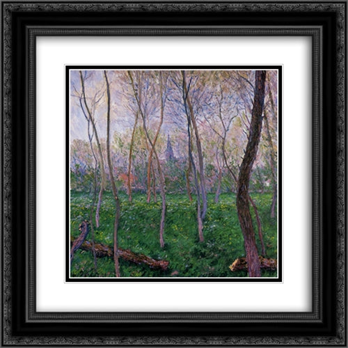 Bennecourt 20x20 Black Ornate Wood Framed Art Print Poster with Double Matting by Monet, Claude